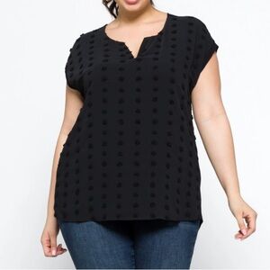 PAPERMOON Reece Textured Split Neck Blouse
2X | Black